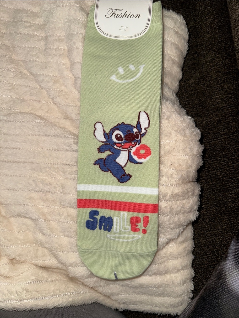 Stitch NWT Cartoon Crew Socks - Pink, Blue, Lilac, Green (4 Pair) Size 4-10 - Picture 2 of 5